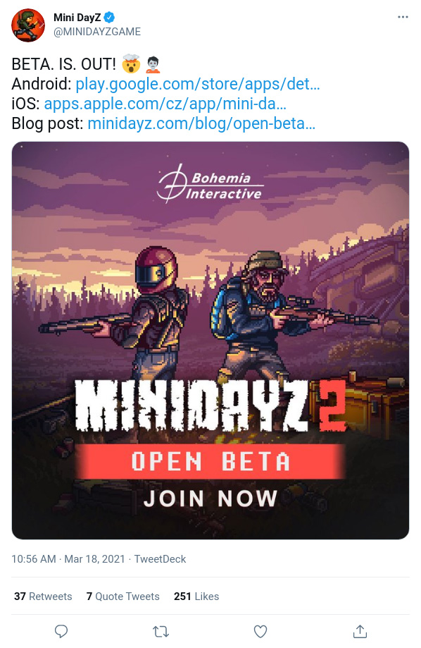 Mini DAYZ has launched on mobile devices!, Blog